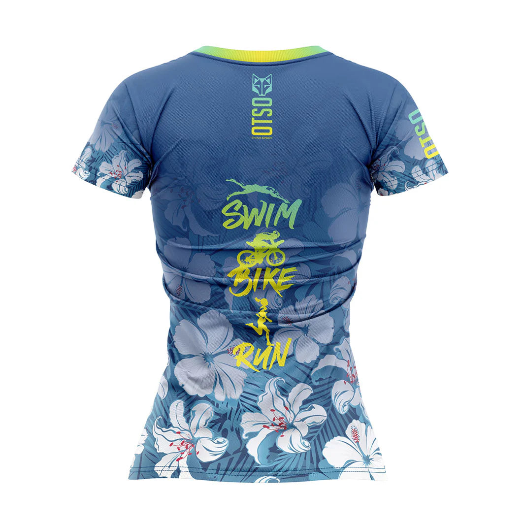 Womens T-Shirt - Swim Bike Run Flower