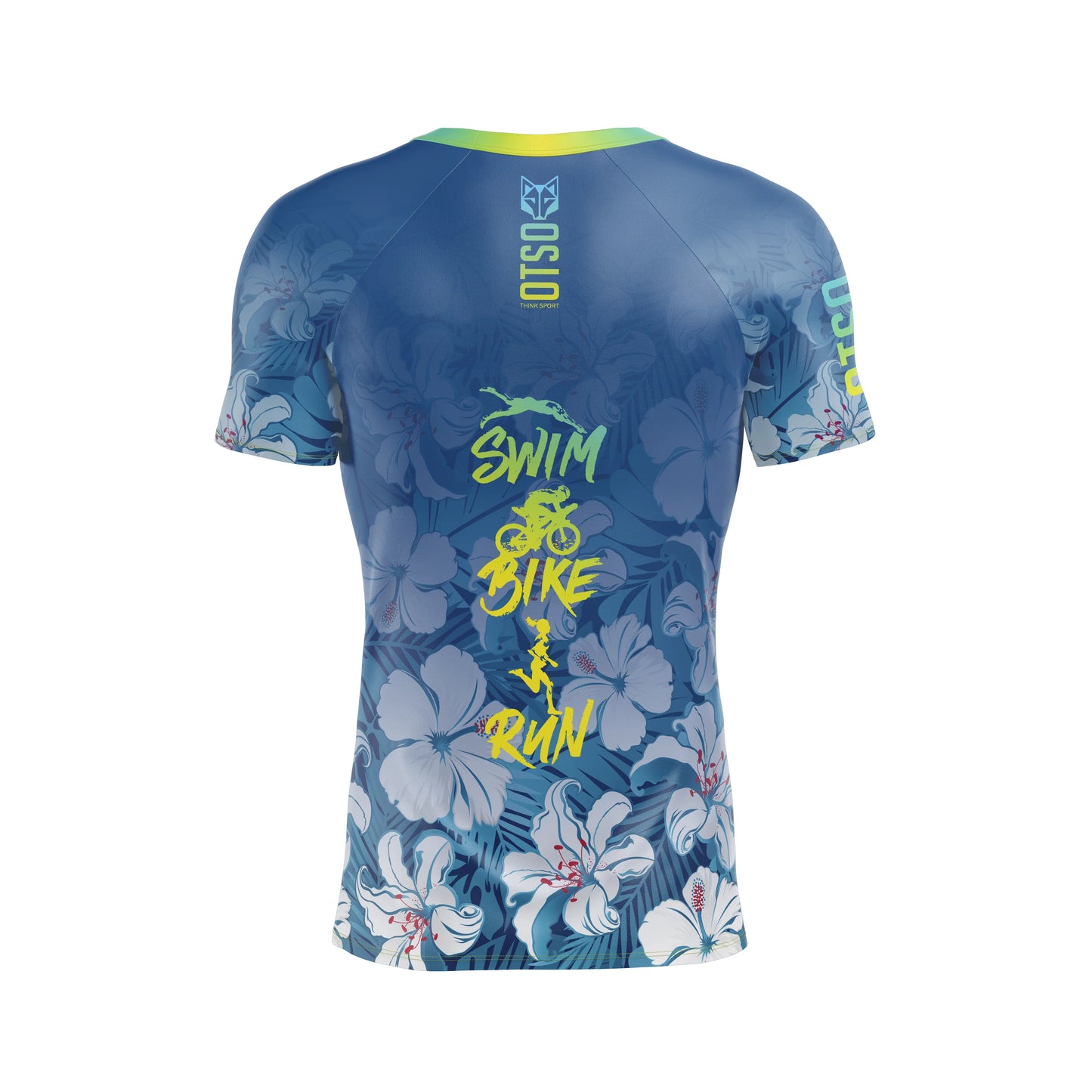 Mens T-shirt - Swim Bike Run Flower