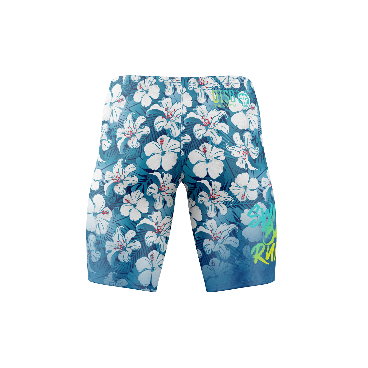 Mens Swim Shorts - Swim Bike Run Flower