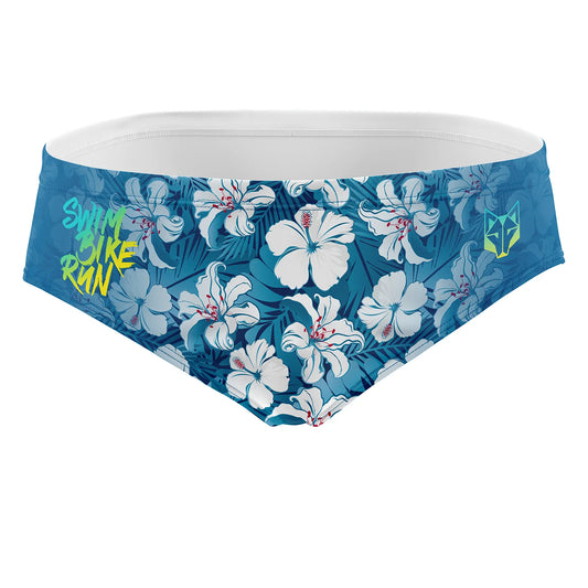 Mens Swim Briefs - Swim Bike Run Flower