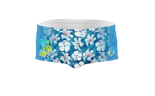 Mens Swim Trunks - Swim Bike Run Flower