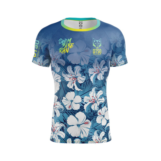 Mens T-shirt - Swim Bike Run Flower